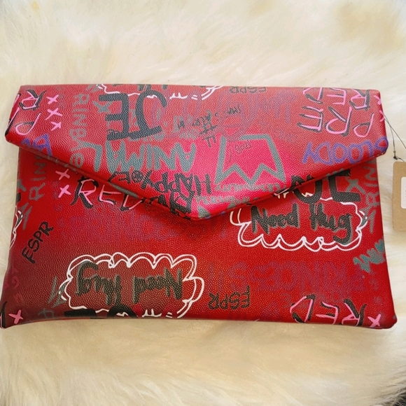 eam forever Handbags - Graffiti Red Clutch/crossbody bag